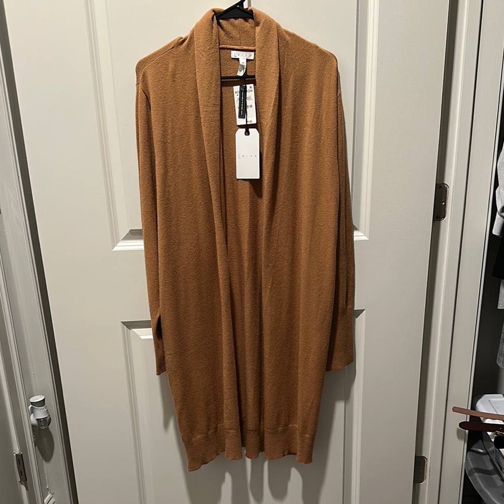 Leith Tan Knit Cardigan Sweater